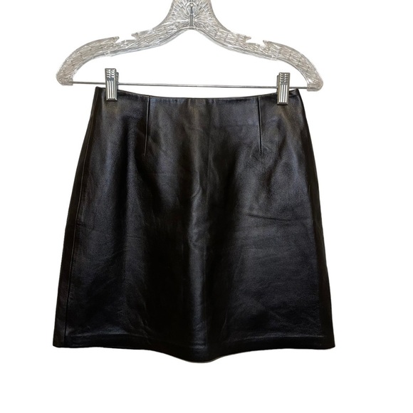 Cache Women 100% Leather Skirt Size 2 - Picture 1 of 5